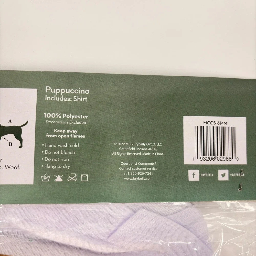 PUPPUCCINO Dog Shirt Costume Espresso Express‎ Pet Outfit - Medium
